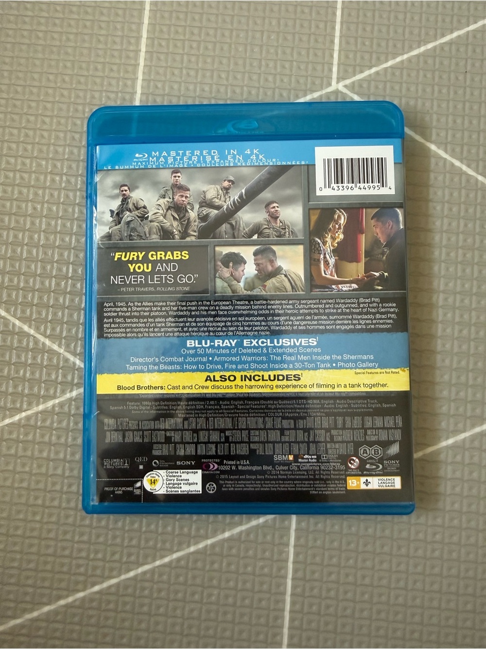 Fury Blu Ray - Picture 2 of 3